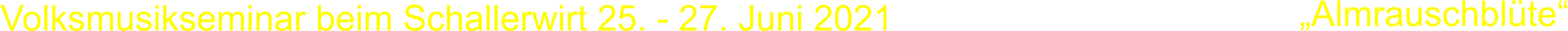 Volksmusikseminar beim Schallerwirt 25. - 27. Juni 2021 „Almrauschblüte“